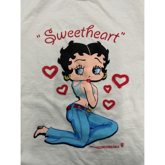 Mens White Betty Boop Sweetheart Graphic T Shirt XL 2003 King Features - Picture 3 of 8